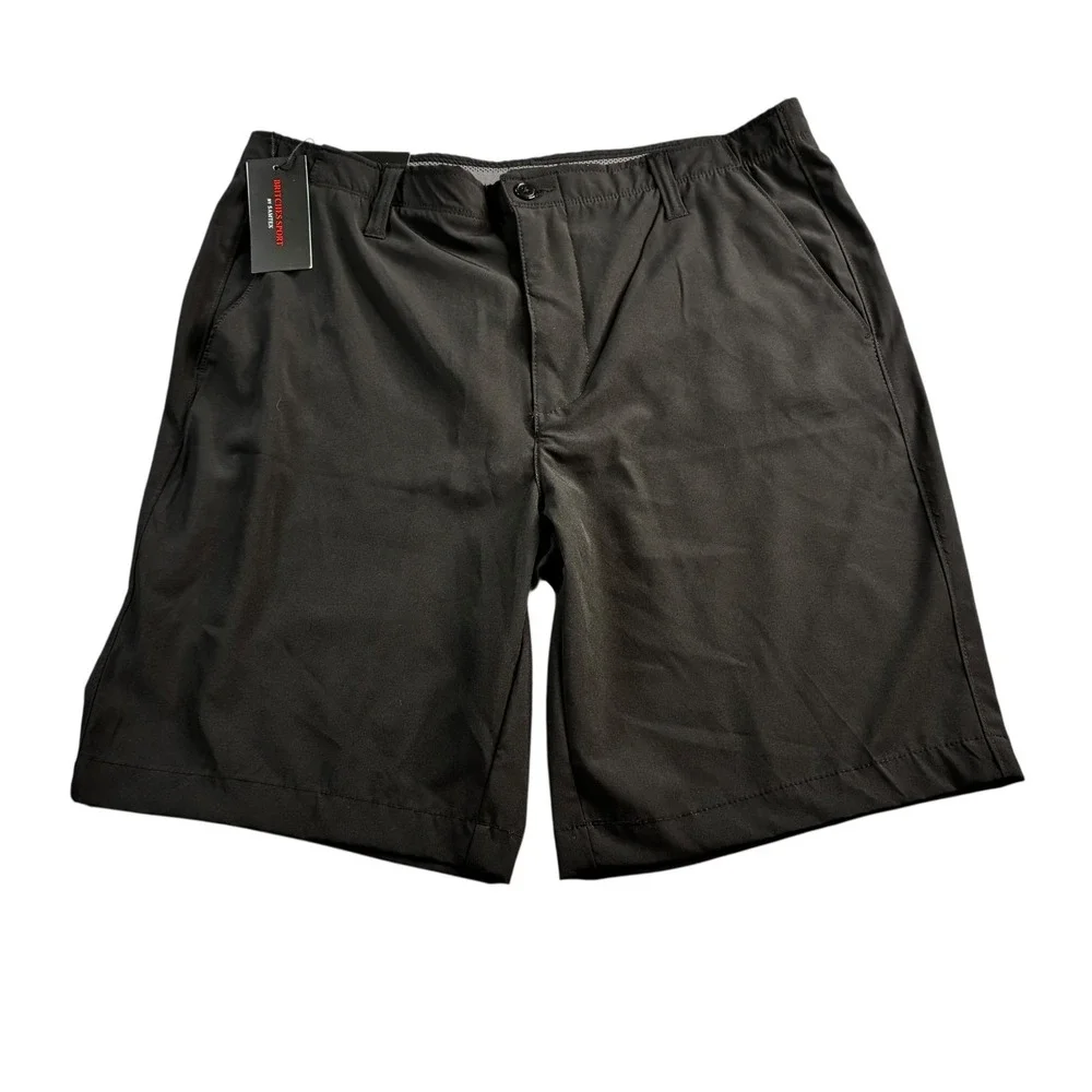 NWT Britches Sport Men's Performance Shorts Black 36 Flat Front Mid Rise Zip Fly